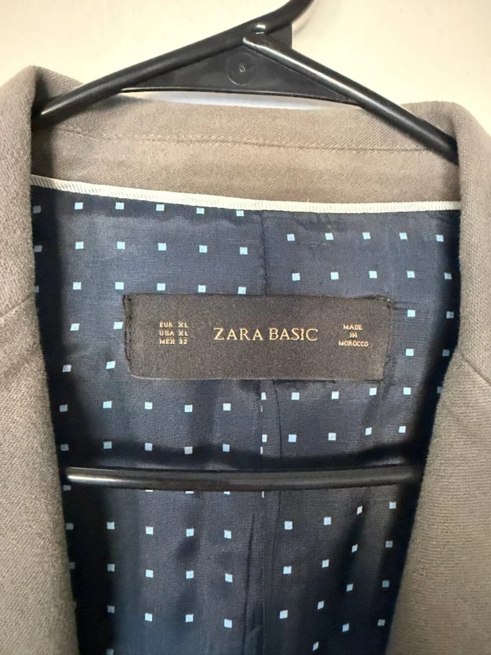 Zara Basic XL Blazer Gray Blue Elbow Patch Jacket